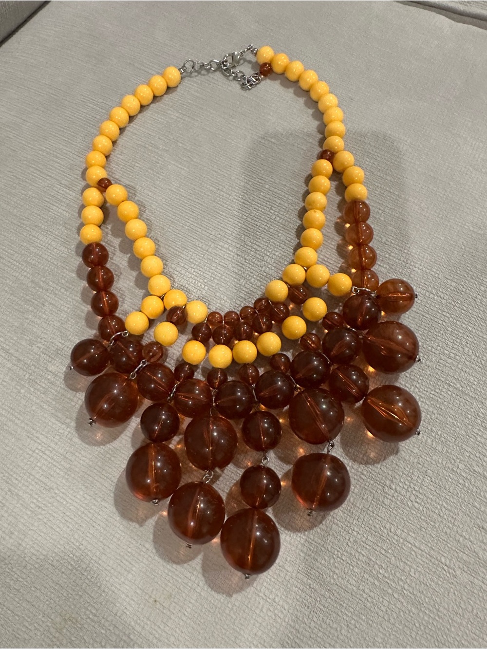 J. Crew Yellow and Amber Beaded Statement Necklace